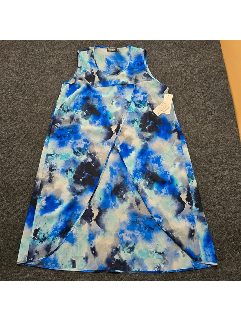 Sympli Whisper Rapt Over Tunic Top Womens 14 NWT Gypsy Blues Georgette Layering